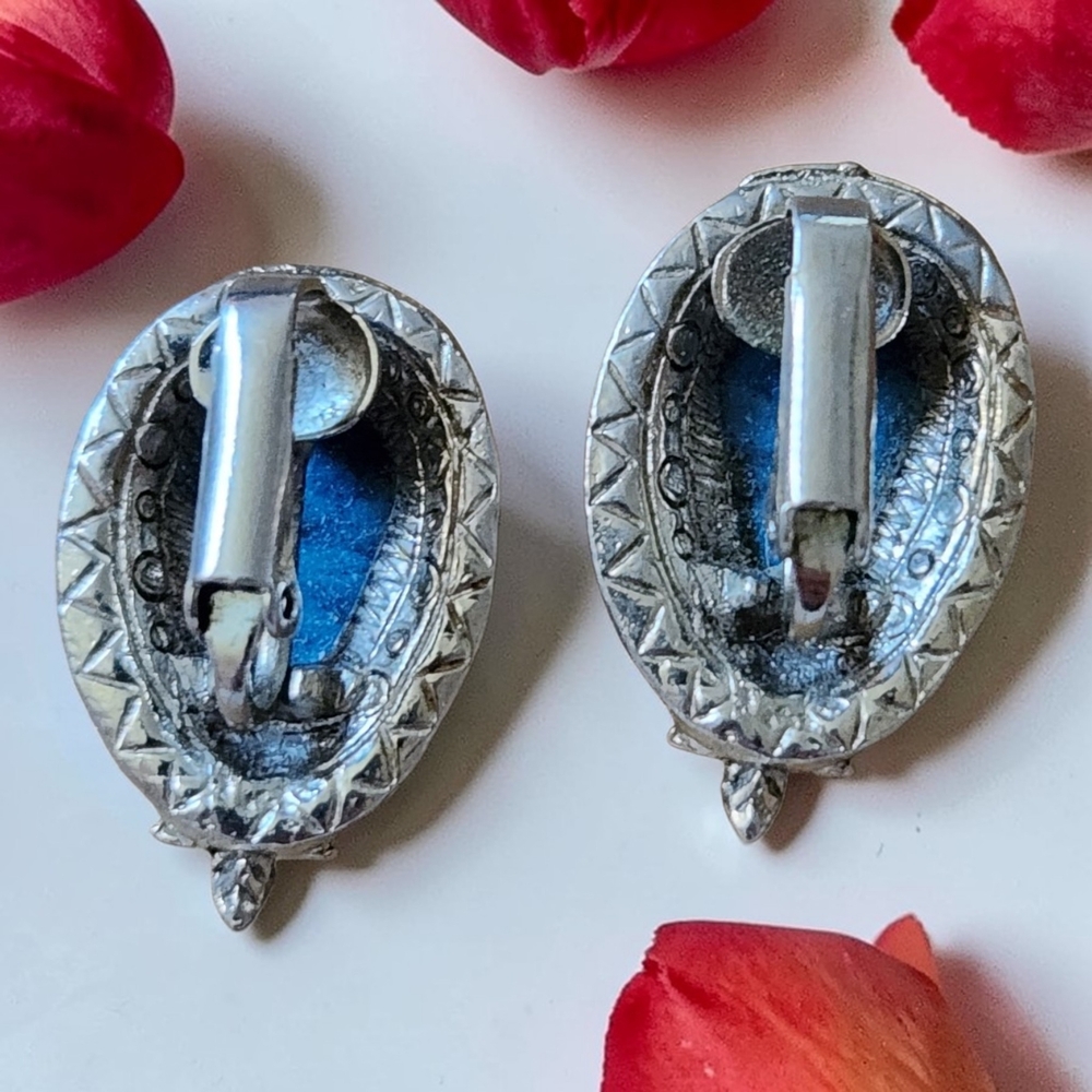 Blue and Silver Women's Earrings - Picture 3 of 4